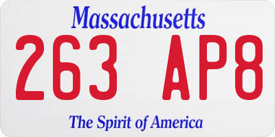 MA license plate 263AP8
