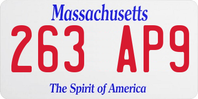 MA license plate 263AP9
