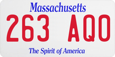 MA license plate 263AQ0