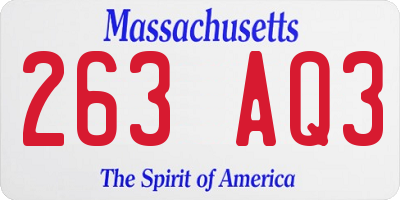 MA license plate 263AQ3