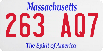 MA license plate 263AQ7