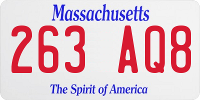 MA license plate 263AQ8