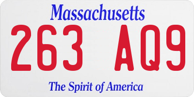 MA license plate 263AQ9