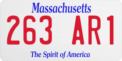 MA license plate 263AR1