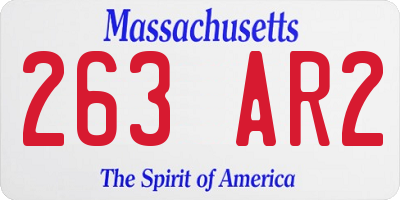 MA license plate 263AR2