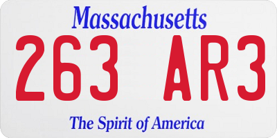 MA license plate 263AR3
