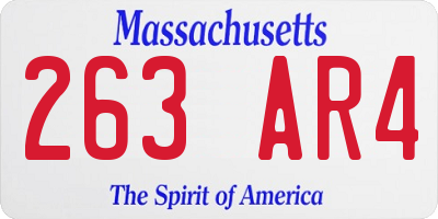 MA license plate 263AR4