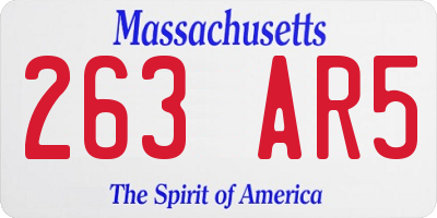 MA license plate 263AR5