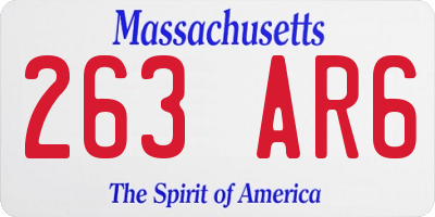 MA license plate 263AR6