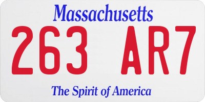 MA license plate 263AR7