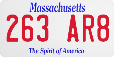 MA license plate 263AR8
