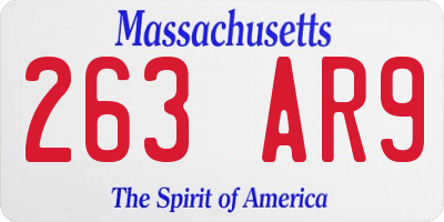 MA license plate 263AR9