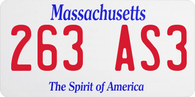 MA license plate 263AS3