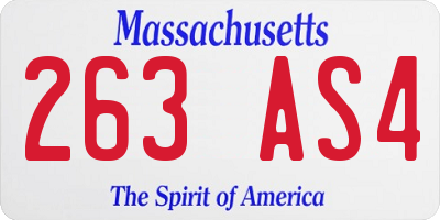 MA license plate 263AS4