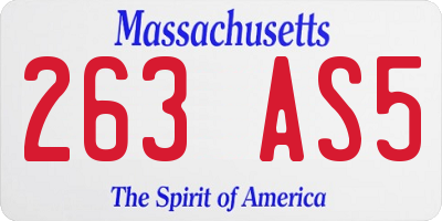 MA license plate 263AS5