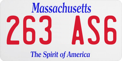 MA license plate 263AS6