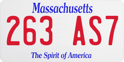 MA license plate 263AS7