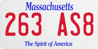 MA license plate 263AS8