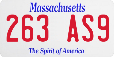 MA license plate 263AS9