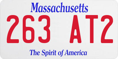 MA license plate 263AT2