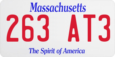 MA license plate 263AT3