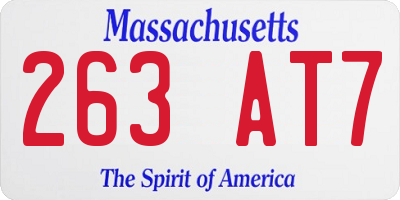 MA license plate 263AT7