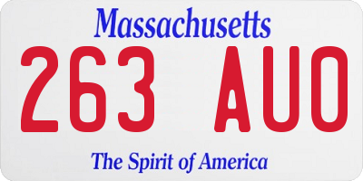 MA license plate 263AU0