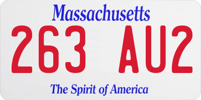 MA license plate 263AU2