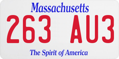 MA license plate 263AU3