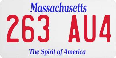 MA license plate 263AU4