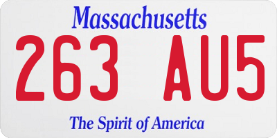 MA license plate 263AU5
