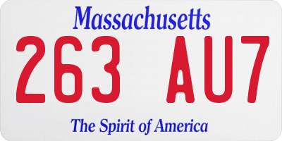 MA license plate 263AU7