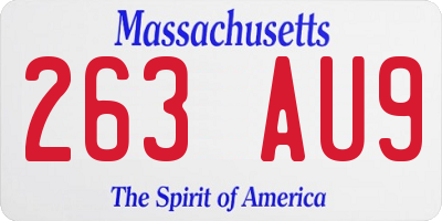 MA license plate 263AU9