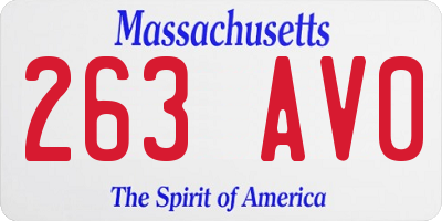 MA license plate 263AV0