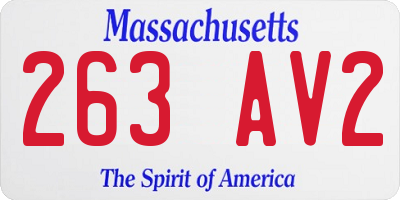 MA license plate 263AV2