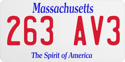 MA license plate 263AV3