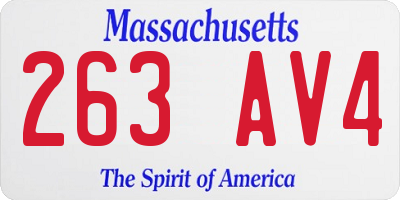MA license plate 263AV4