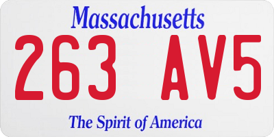 MA license plate 263AV5