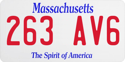 MA license plate 263AV6