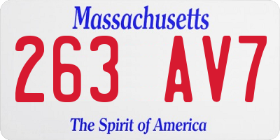 MA license plate 263AV7