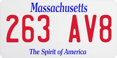 MA license plate 263AV8