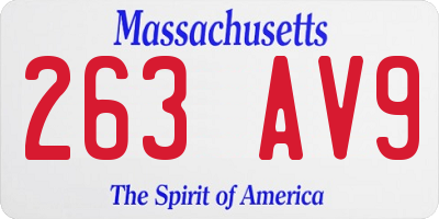 MA license plate 263AV9