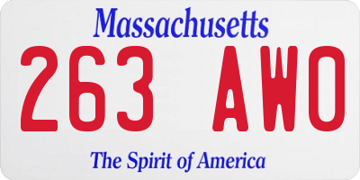 MA license plate 263AW0