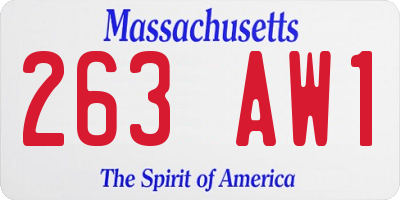 MA license plate 263AW1