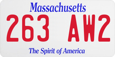 MA license plate 263AW2