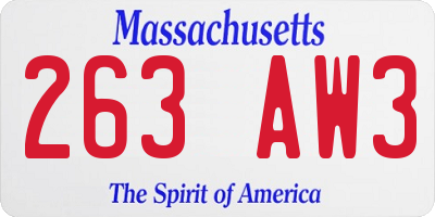 MA license plate 263AW3