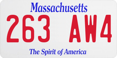 MA license plate 263AW4
