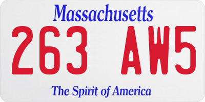 MA license plate 263AW5