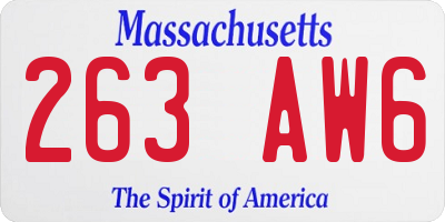 MA license plate 263AW6