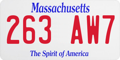 MA license plate 263AW7